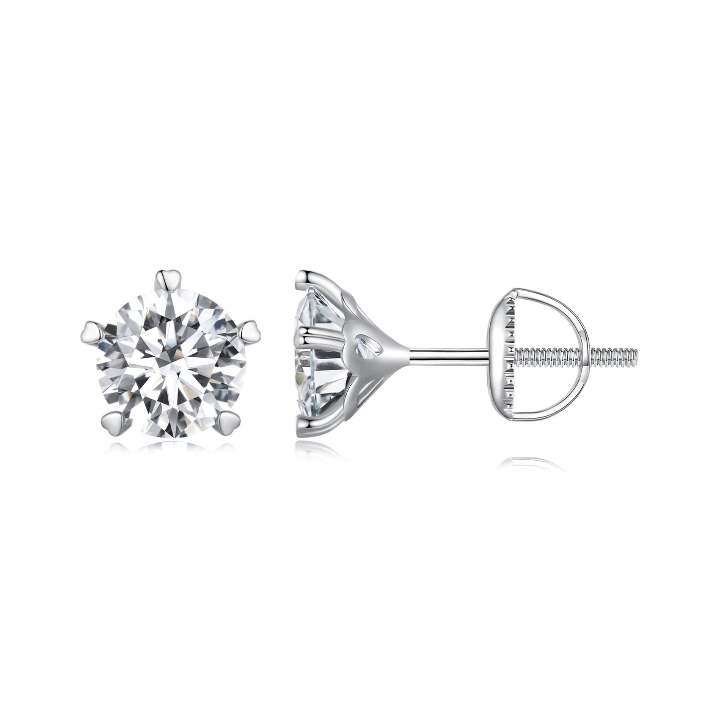 Classic Green Moissanite 5 Prong Set Earrings in Sterling Silver large