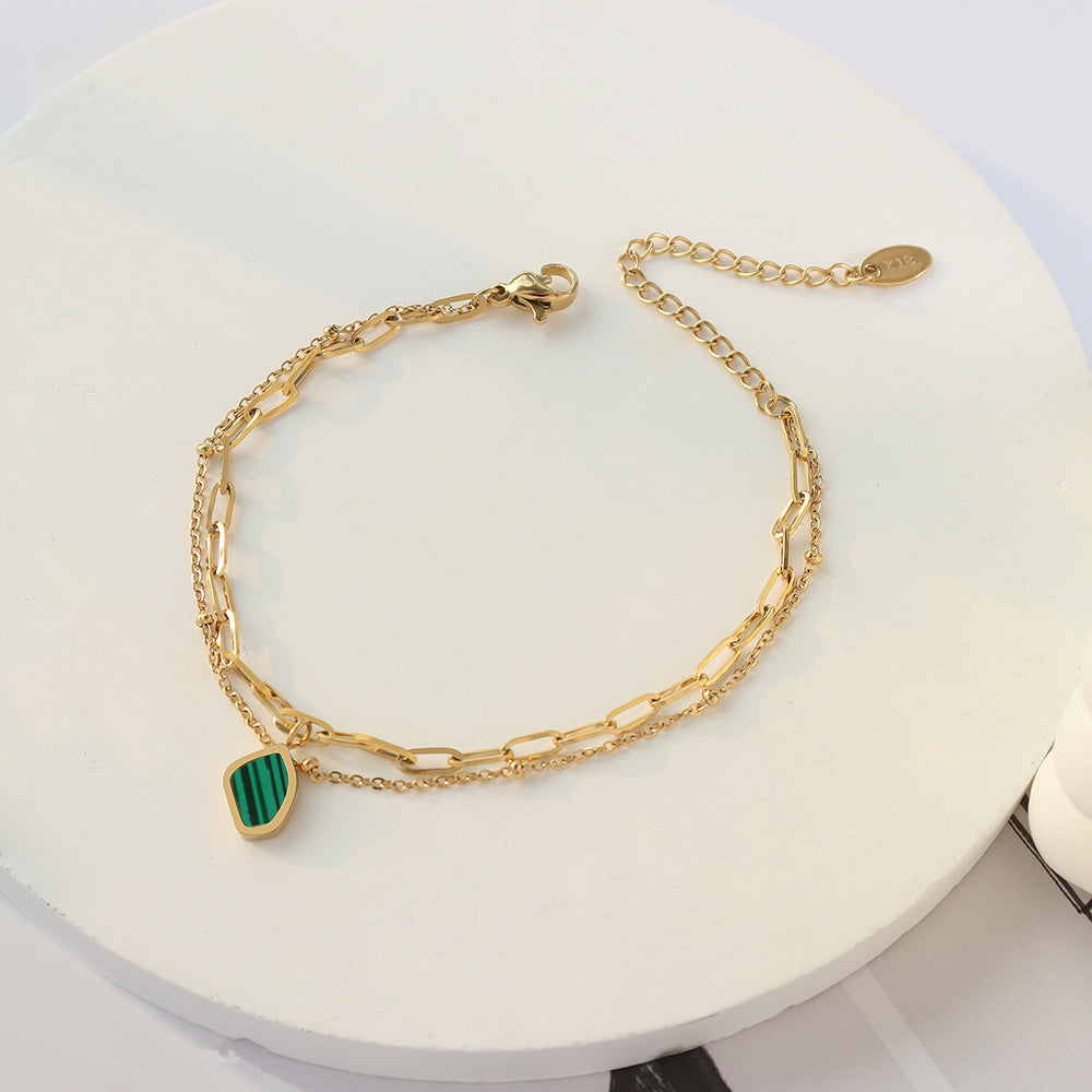 Green Geometric Acrylic Bracelet in Titanium