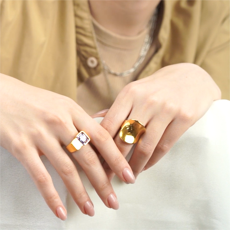 Saddle Shaped Statement Ring in Titanium model