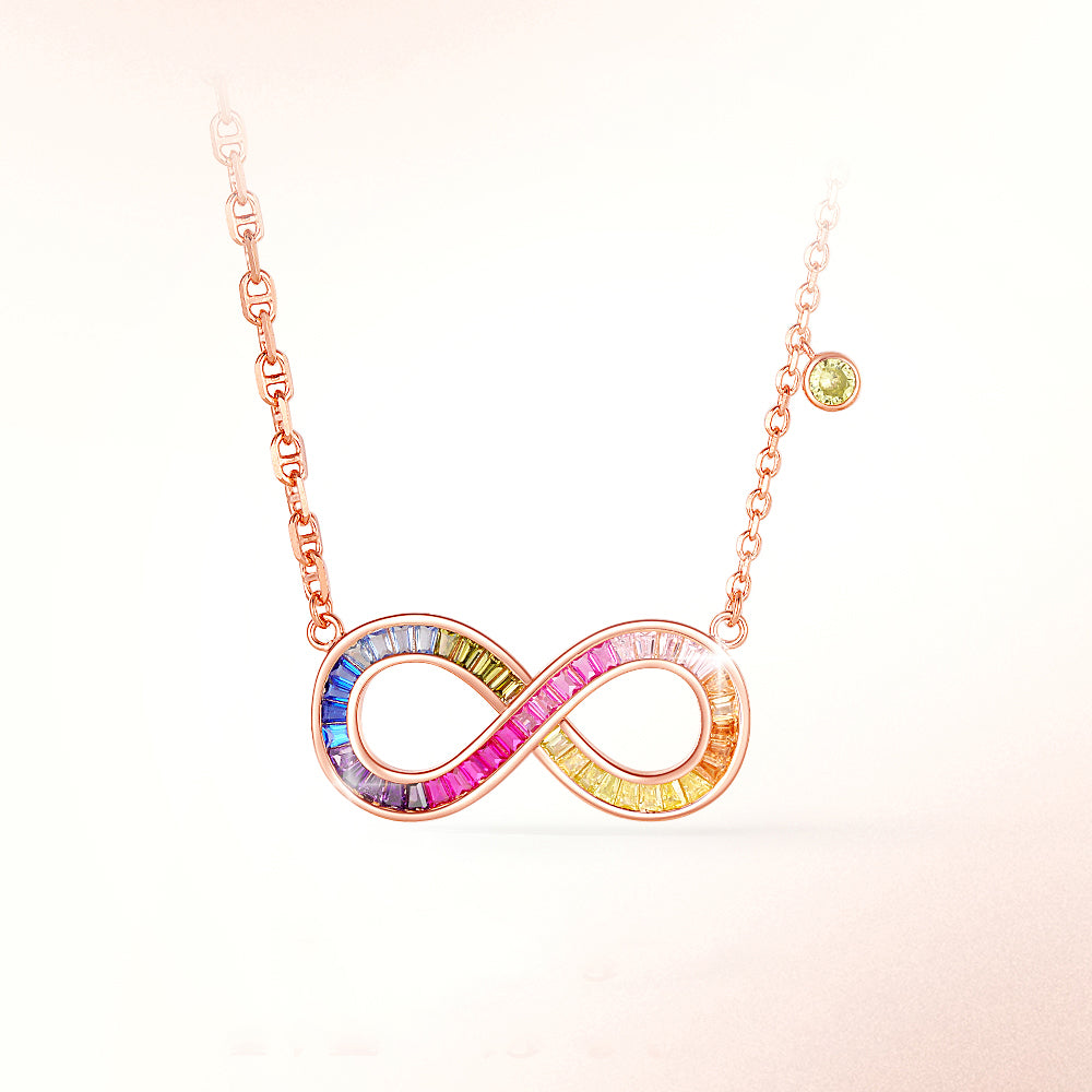 Rainbow Mobius Strip Zircon S925 Silver Necklace