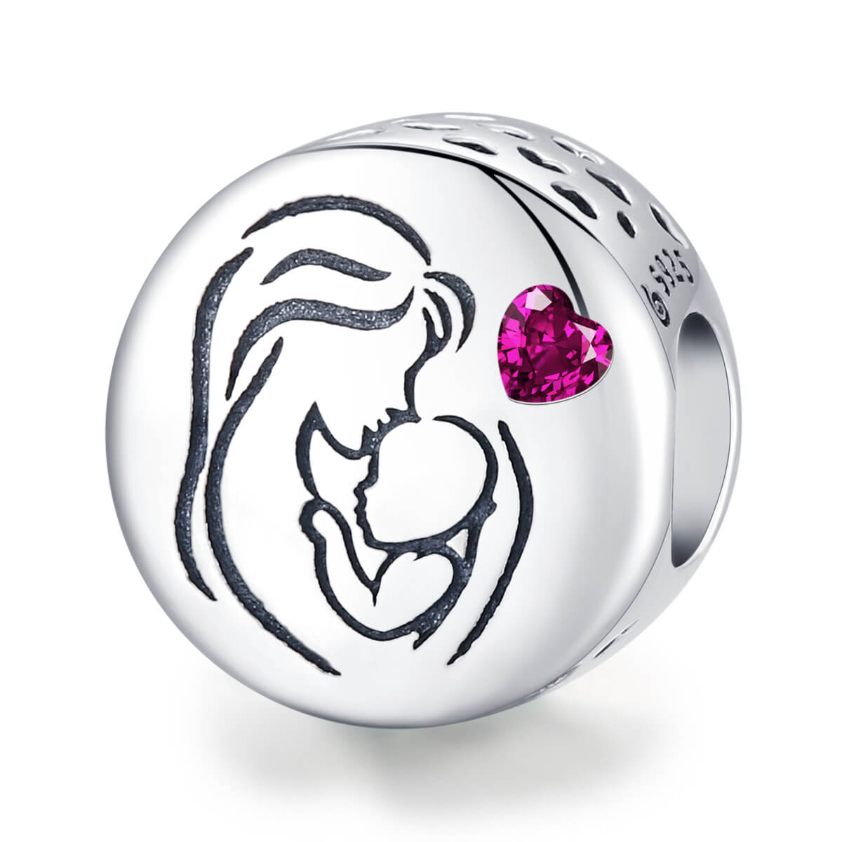 Happy Mother's Day Zirconia Charm Set in Sterling Silver grandmother mother's love