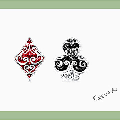 Playing Cards Enamel Stud Earrings in Sterling Silver manuscript