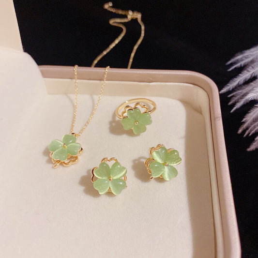 FEELIVE Creative Spinning Lucky Four-leaf Clover Jewelry Set