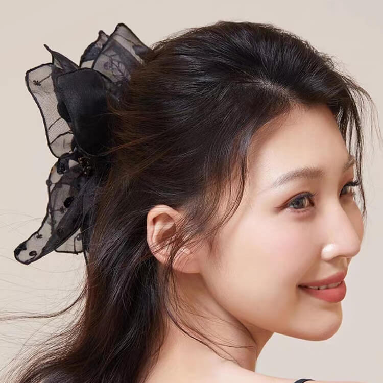 Elegant Rose Series Black Bow-knot Lace Hair Clip model