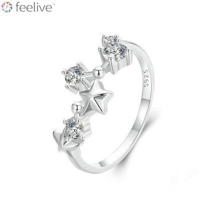 Shining Big Dipper Zircon Ring in Sterling Silver - Feelive