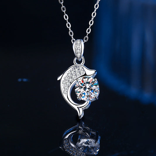 FEELIVE Elegant Dolphin Love Moissanite Zircon Necklace