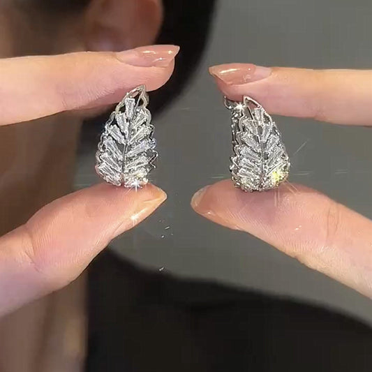 FEELIVE Luxurious Style Fallen Leaf Shaped Zircon Earrings