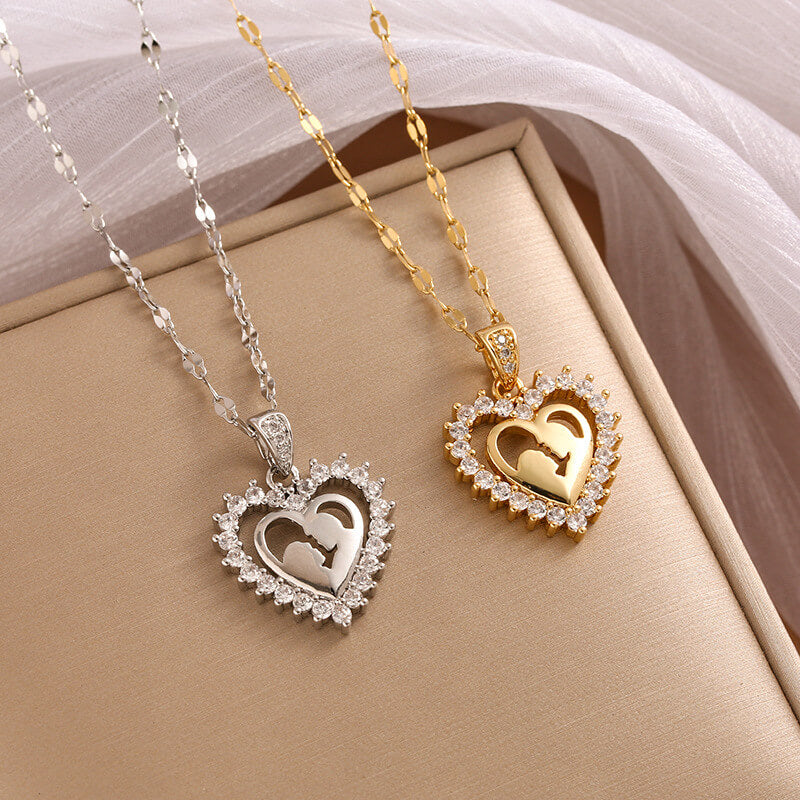 FEELIVE Vintage Style Couple Heart Shape Pendant Necklace