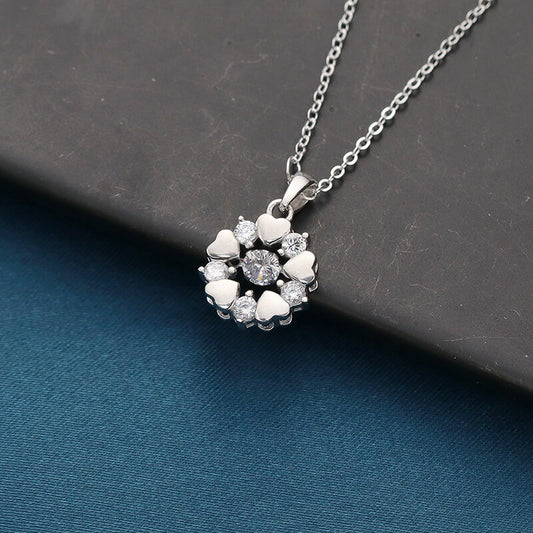 FEELIVE Heart Snowflake Flashing Zircon Silver Necklace