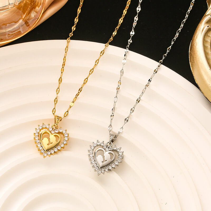 FEELIVE Vintage Style Couple Heart Shape Pendant Necklace