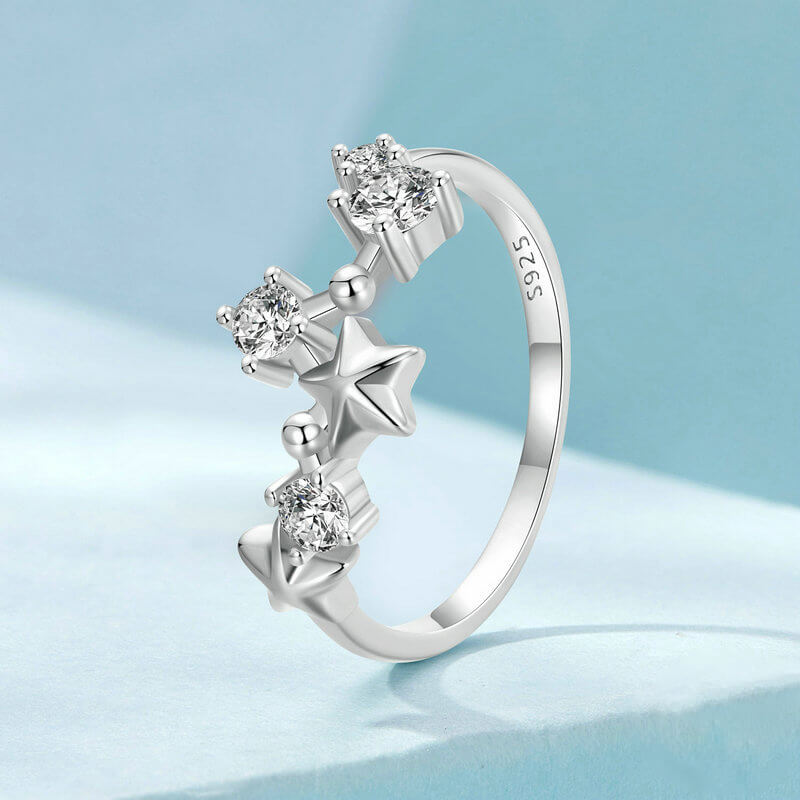 Shining Big Dipper Zircon Ring in Sterling Silver side