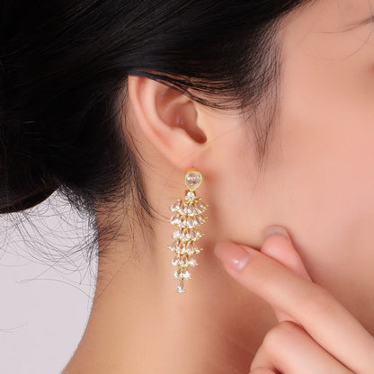 FEELIVE Luxurious Christmas Tree Shaped Zircon Drop Earrings