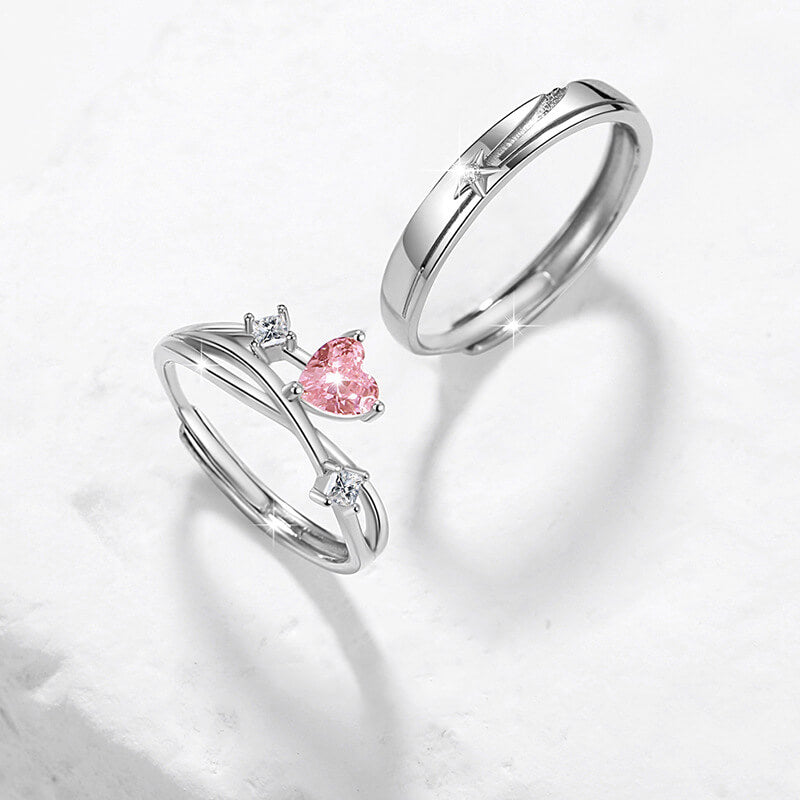 Love of Shooting Star Zirconia Couple Rings in Sterling Silver side