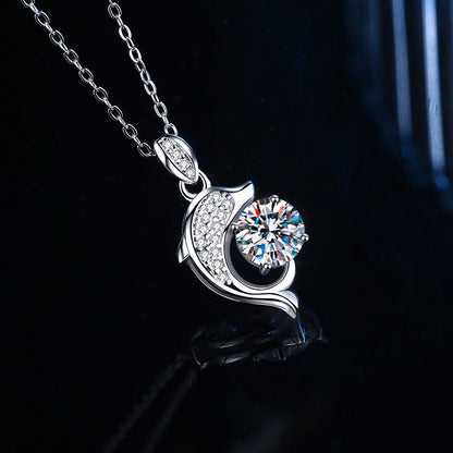 FEELIVE Elegant Dolphin Love Moissanite Zircon Necklace