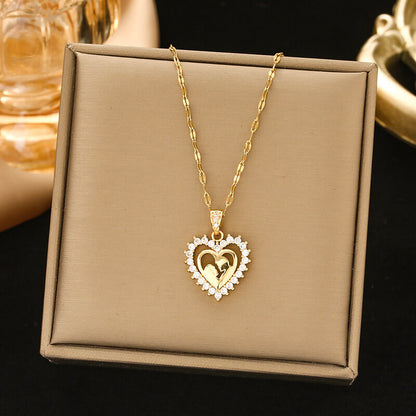 FEELIVE Vintage Style Couple Heart Shape Pendant Necklace