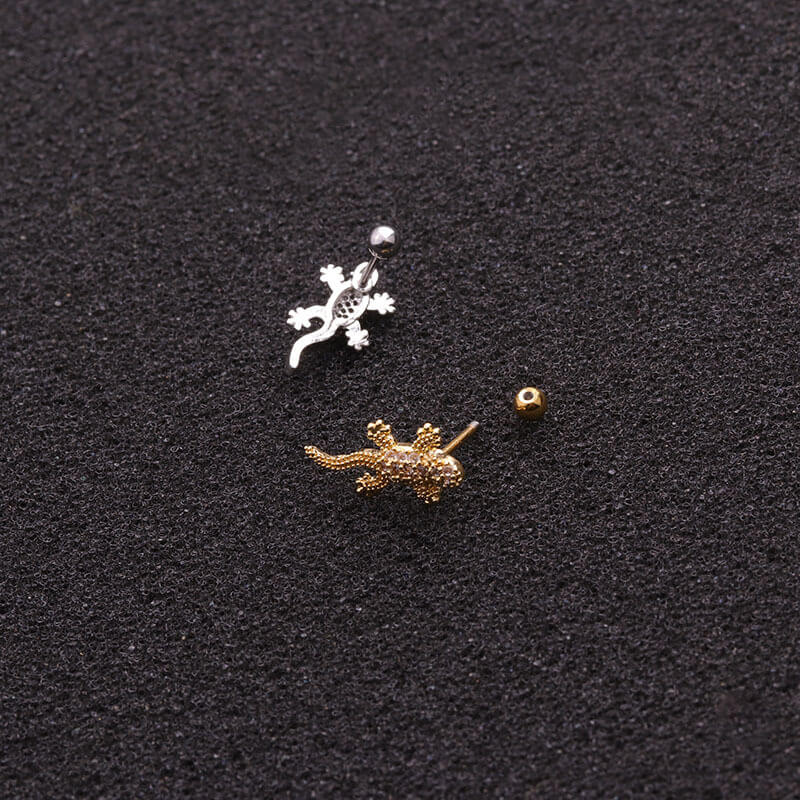 FEELIVE Gecko Pinna Stud Earrings with Helix Ball-shaped Back