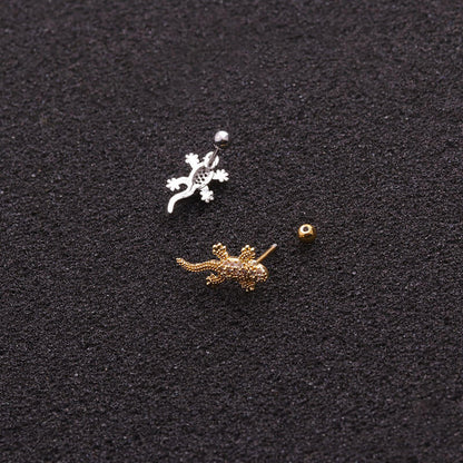 FEELIVE Gecko Pinna Stud Earrings with Helix Ball-shaped Back