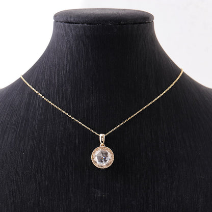 FEELIVE Classic Vintage Solitaire Moissanite 14K Gold Necklace (1ct Round Moissanite)