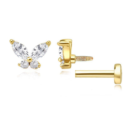 Butterfly Shaped Zircon Gold Vermeil Nap Earring