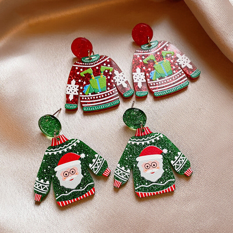 FEELIVE Oversized Style Christmas Sweater Series Drop Earrings