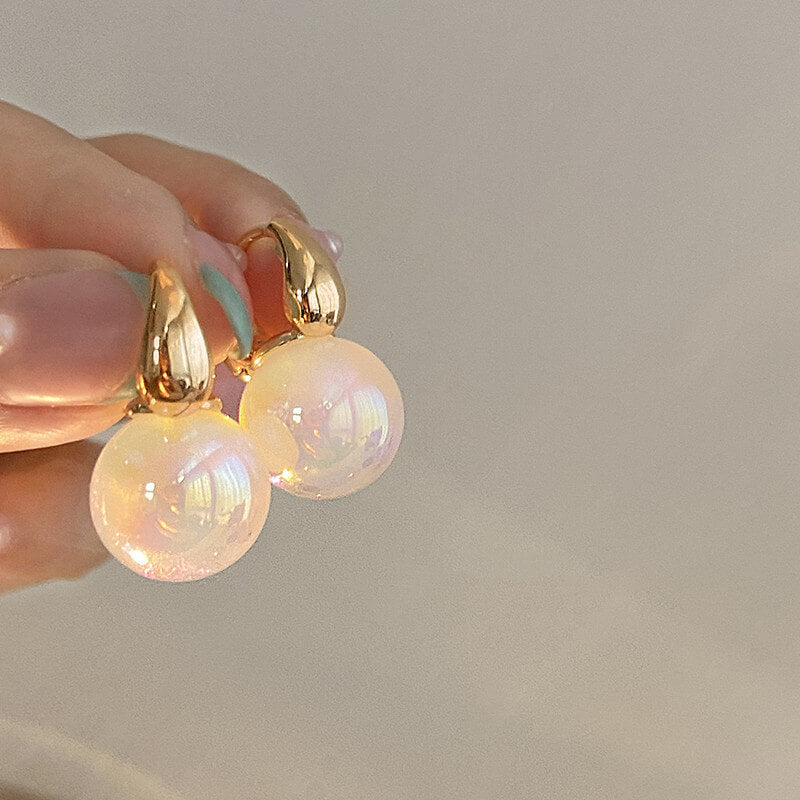 FEELIVE Easy Style Big Imitation Pearl Huggie Earrings