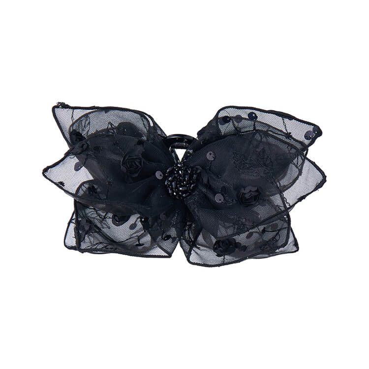 Elegant Rose Series Black Bow-knot Lace Hair Clip - Feelive