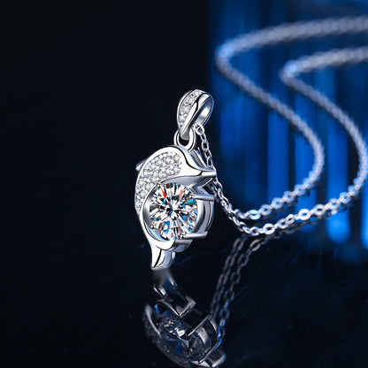 FEELIVE Elegant Dolphin Love Moissanite Zircon Necklace