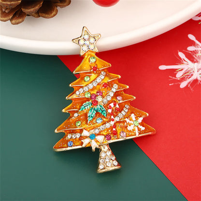 FEELIVE Sparkling Christmas Tree Zircon Enamel Brooch