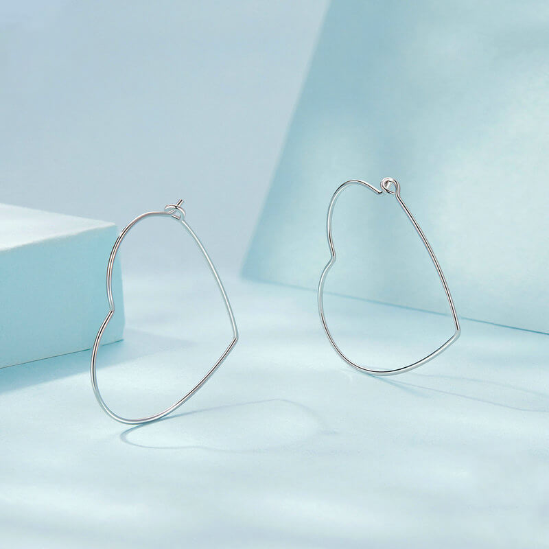 Hot Girl Big Heart Hoop Earrings in Sterling Silver side