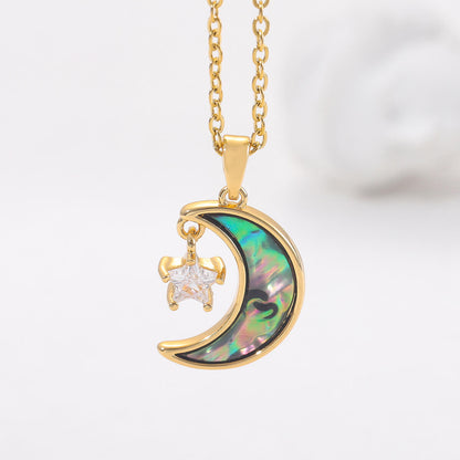 FEELIVE Fantasy Shell Pearl Moon Star Gold Plated Necklace