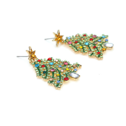 FEELIVE Light Luxury Style Christmas Tree Zircon Earrings