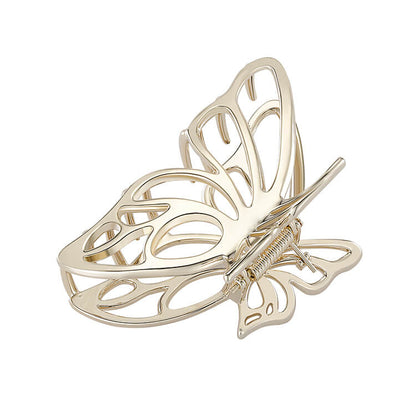 Hollowed-out Light Golden Butterfly Metal Hair Claw Clip in Alloy side