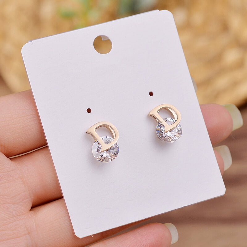 FEELIVE Easy Style Letter D Zircon Stud Earrings