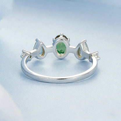 Green Gradient Synthetic Tourmaline Ring in Sterling Silver back