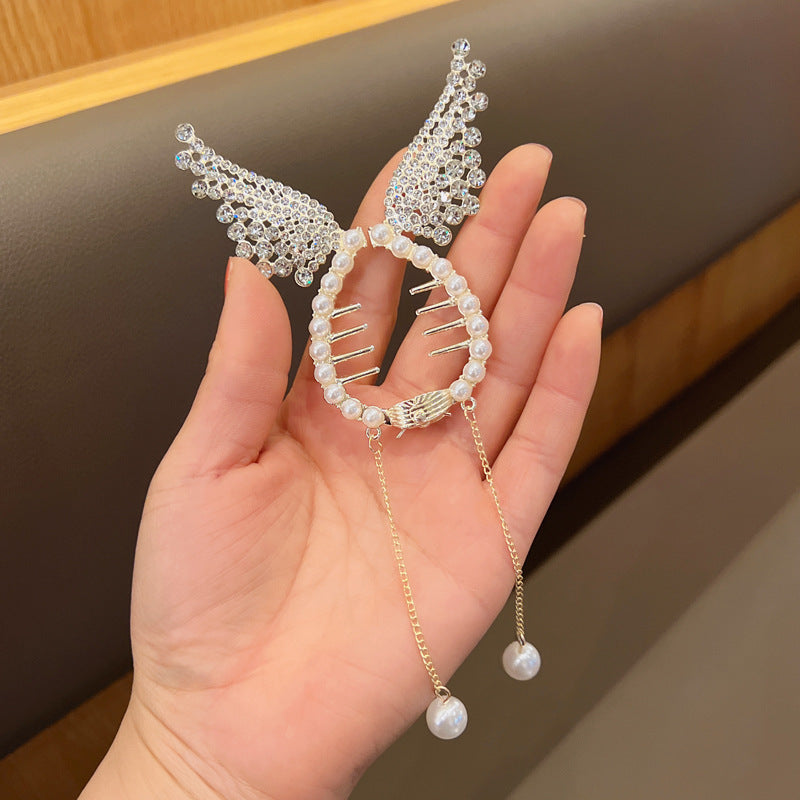 Childlike Angel Wings Tassel Ponytail Hair Claw Clip in Alloy