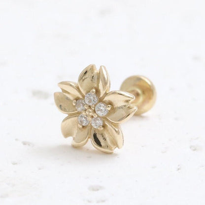 Cherry Blossom Zircon Light Gold Vermeil Nap Earring