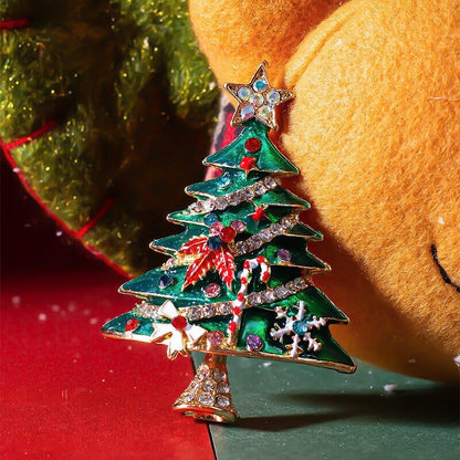 FEELIVE Sparkling Christmas Tree Zircon Enamel Brooch