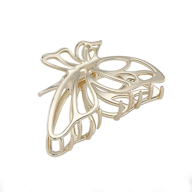 Hollowed-out Light Golden Butterfly Metal Hair Claw Clip in Alloy side