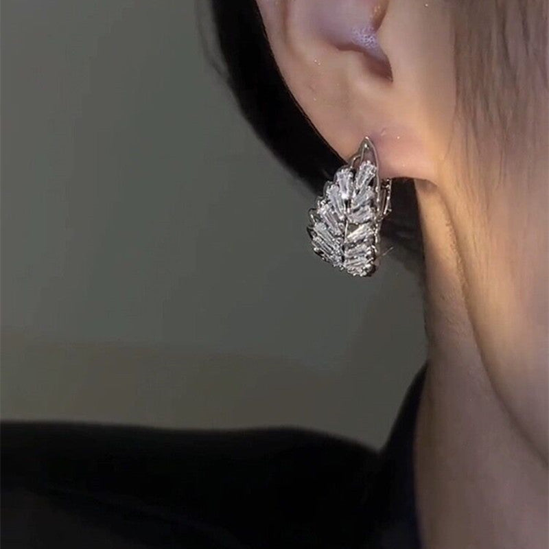 FEELIVE Luxurious Style Fallen Leaf Shaped Zircon Earrings