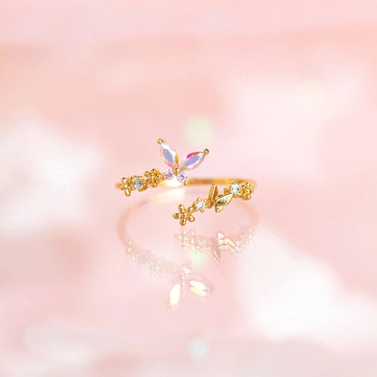 FEELIVE Sweet and Dreamy Butterfly Garden Zircon Ring