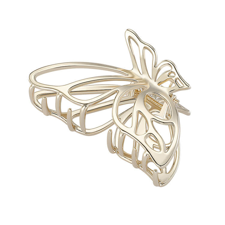 Hollowed-out Light Golden Butterfly Metal Hair Claw Clip in Alloy