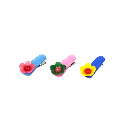 Dopamine Color Flower Acrylic Hair Barrette Set - Feelive