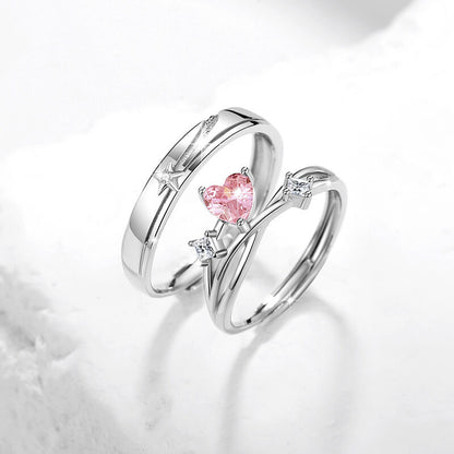 Love of Shooting Star Zirconia Couple Rings in Sterling Silver 