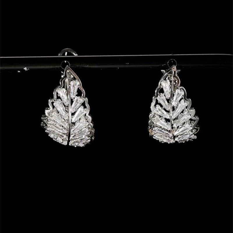 FEELIVE Luxurious Style Fallen Leaf Shaped Zircon Earrings