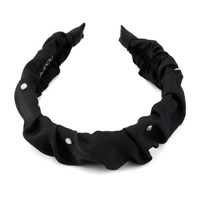 Feelive Black Pleated Synthetic Crystal Wide Headband