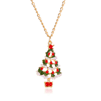 FEELIVE Vintage Style Enamel Christmas Tree Jewelry Set