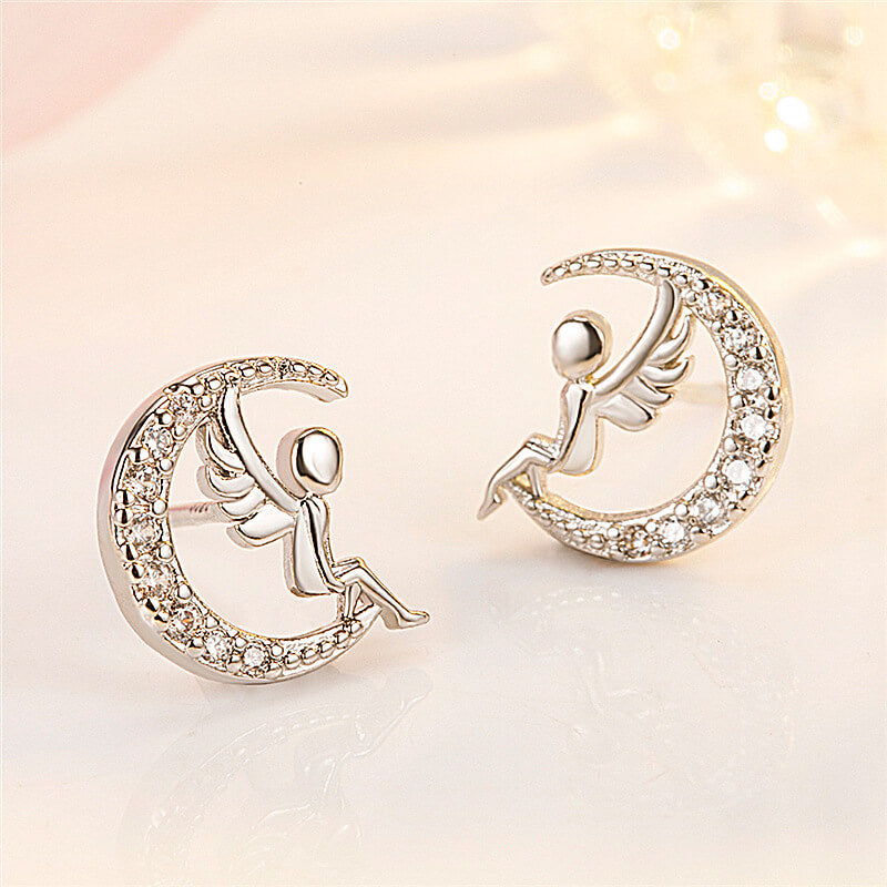 FEELIVE Moon Angel Zircon Gold Plated Earrings