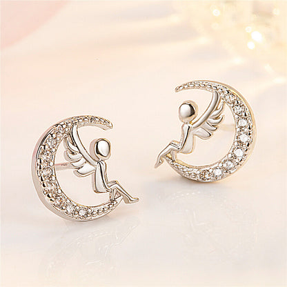 FEELIVE Moon Angel Zircon Gold Plated Earrings