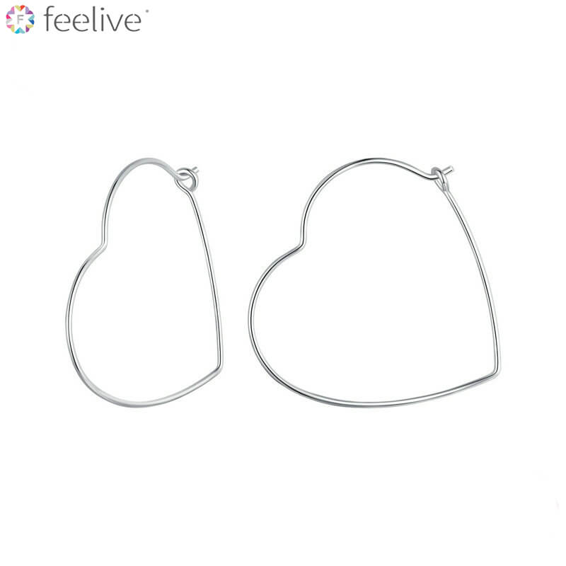 Big Heart Hoop Earrings in Sterling Silver - Feelive