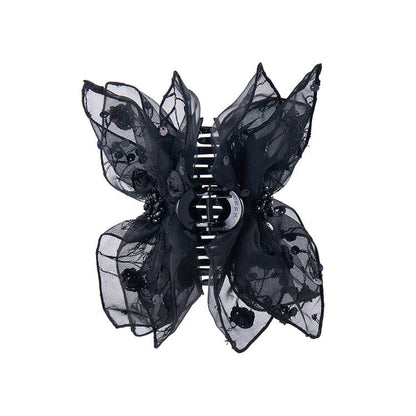 Elegant Rose Series Black Bow-knot Lace Hair Clip side